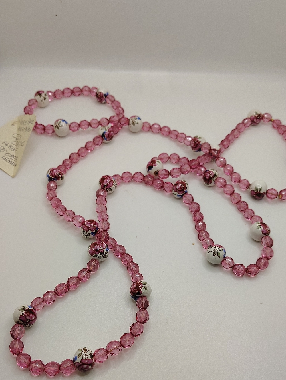 Ceramic J Beth Czech Crystal Opera Necklace 14 K GF